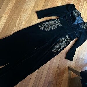 Gold stitched detail vintage style velour jumpsuit like new size says XL fits L.